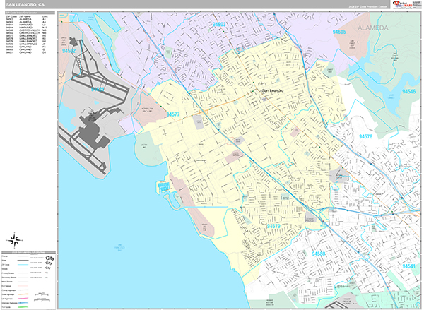 San Leandro Map Premium Style